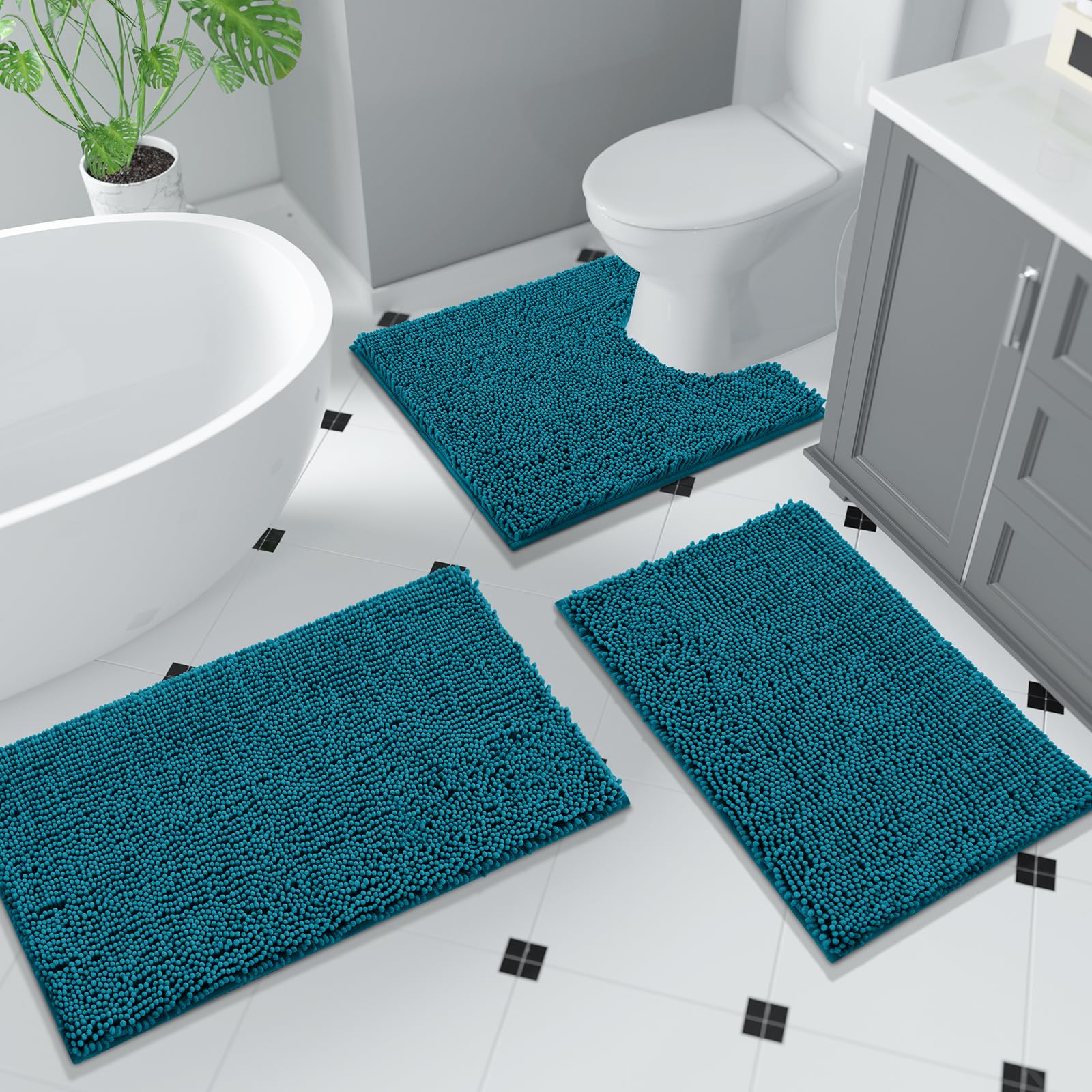 Yimobra Bathroom Rugs, 36 ' ' X 24 ' ', Soft Chenille Bath Rugs, Non-Slip, Water Absorbent, Bath Mats For Bathroom Floor, Machin
